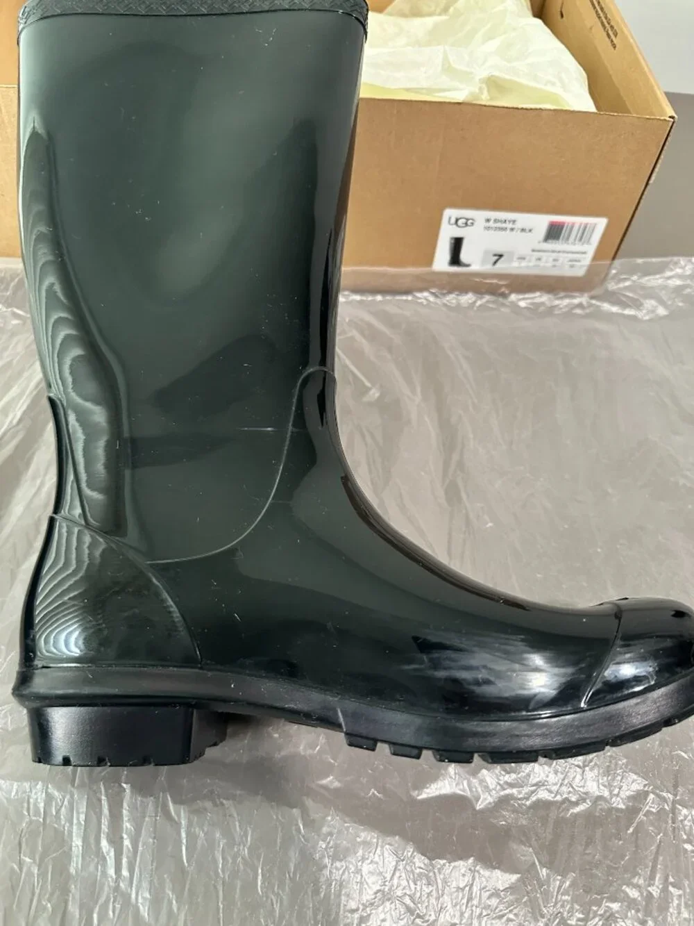 ☔🌈UGG Women Shaye Black High-gloss Finish Rain Boots